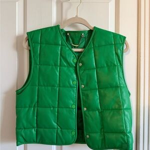 Green Quilted Leather Vest